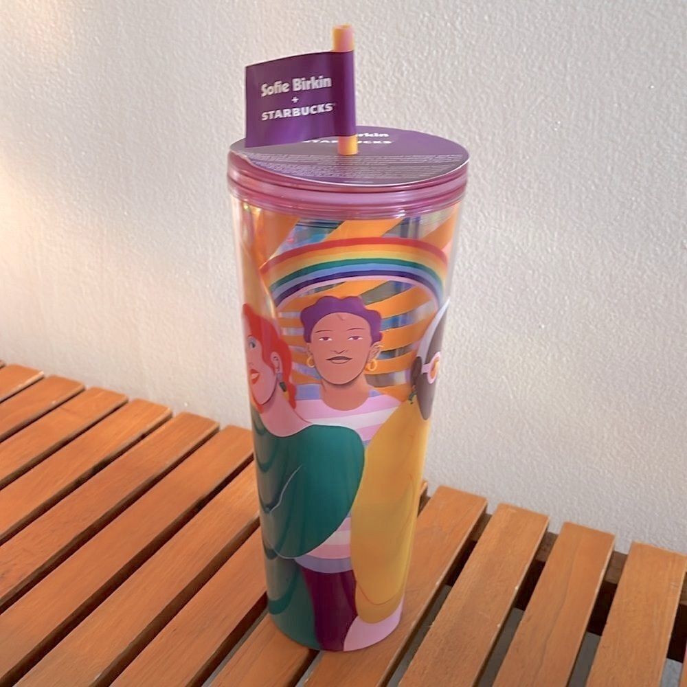 NWT Sophie Berkin for Starbucks Pride 24 oz collectible tumbler with straw